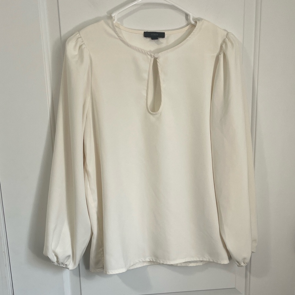 J.Crew Ivory Keyhole Long Sleeve Blouse - Size Small